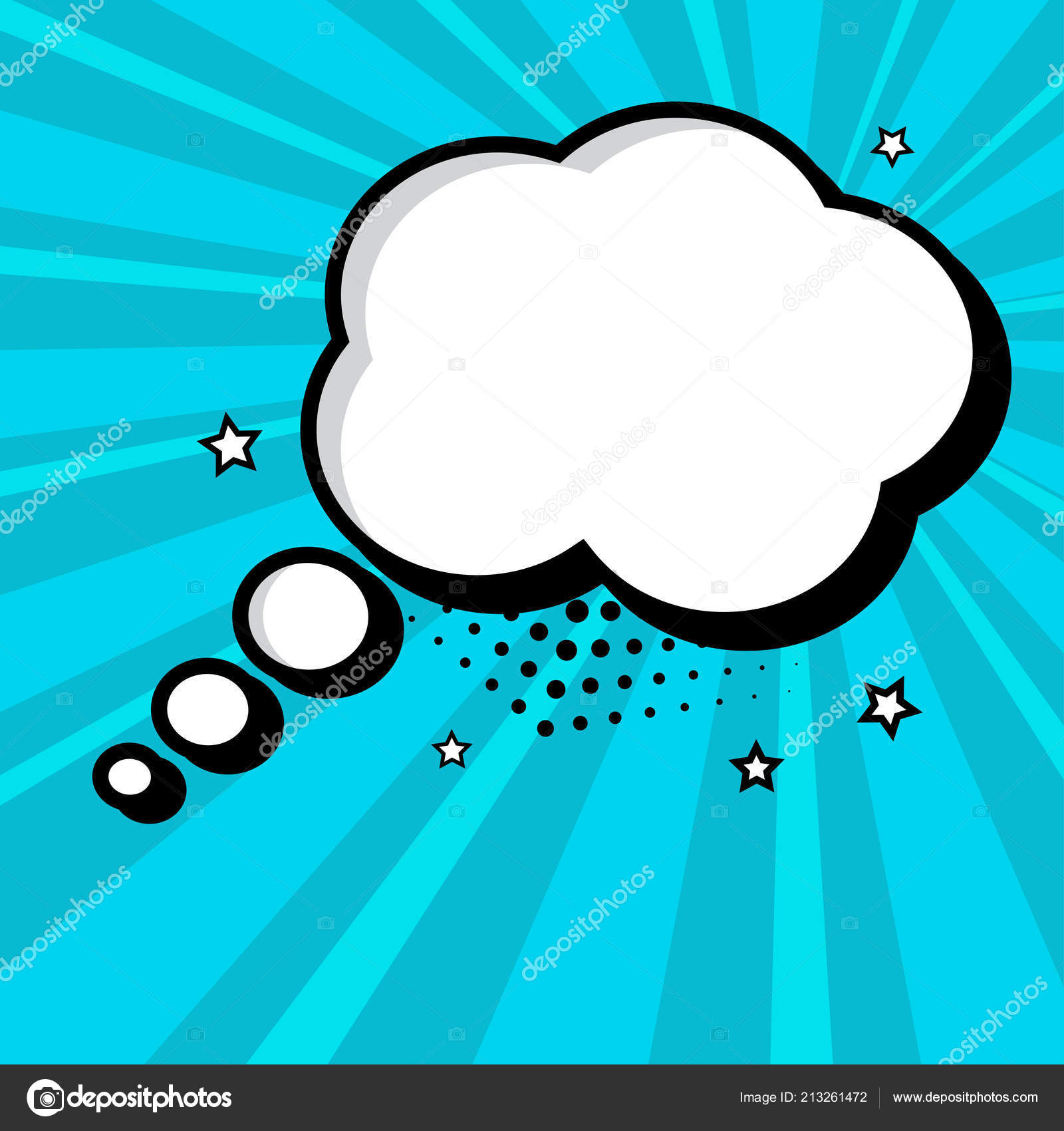 Empty White Comic Bubble Your Text Blue Background Comic Sound