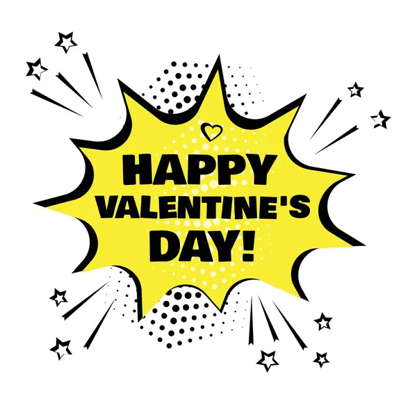 Yellow Comic Bubble Happy Valentine Day Word Comic Sound Effects — Stock Vector