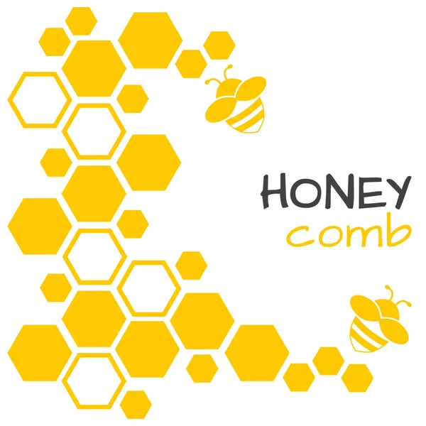 Honig Abstrakten Hintergrund Mit Wabe Und Biene Vektorillustration — Stockvektor