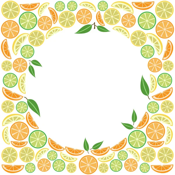 Kerettel Citrus Gyümölcsök Levelek Szöveg Vektoros Illusztráció — Stock Vector