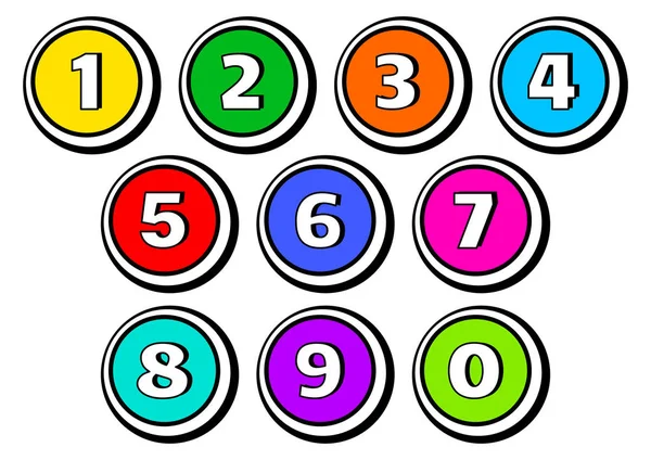 Colorido Conjunto Botones Con Números Ilustración Vectorial — Archivo Imágenes Vectoriales