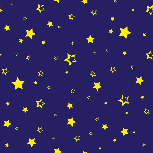 暗い青色の背景に金色の星とのシームレスなパターン ベクトル図 — ストックベクタ