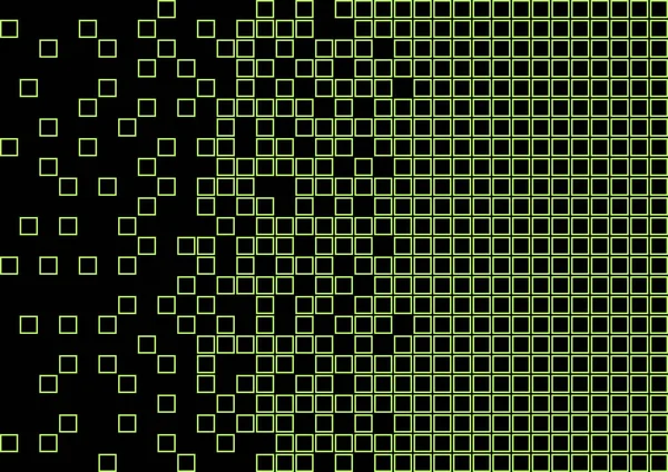 Abstract Geometric Pattern Bright Lime Green Squares Black Background Vector — Stock Vector