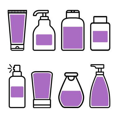 Kozmetik bootle simgeler kümesi. Vektör çizim