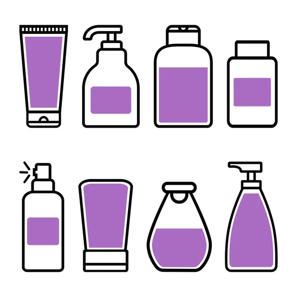 Set Cosmetic Bootle Icons Vector Illustration — Stock Vector