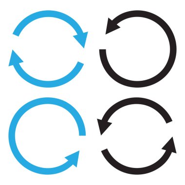 Set yuvarlak ok, siyah ve mavi renkler. Vektör çizim