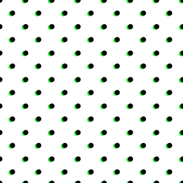 水玉のシームレスなパターン ブラック ライト グリーン色 ベクトル図 — ストックベクタ