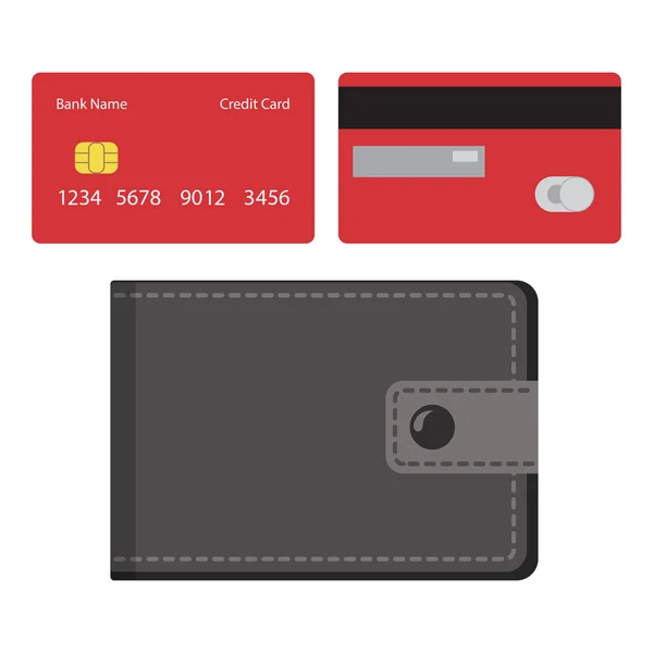 Brieftasche Und Kreditkarten Vektorillustration — Stockvektor