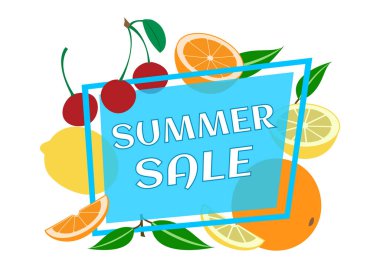 Yaz tasarım, çerçeve, yaz arka plan, vektör çizim etrafında meyve