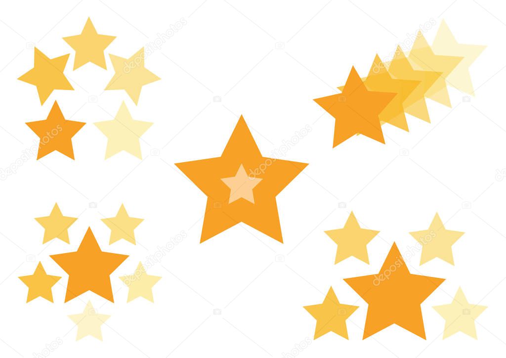 Golden set of icons with stars, vector illustration