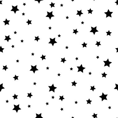 Beyaz arka planda siyah yıldız ile Seamless modeli. Vektör çizim