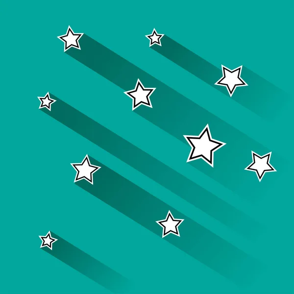 Black White Stars Shadow Turquoise Background Vector Illustration — Stock Vector