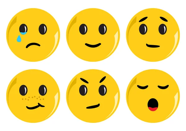 Conjunto Emoticonos Amarillos Con Diferentes Emociones Ilustración Vectorial — Archivo Imágenes Vectoriales