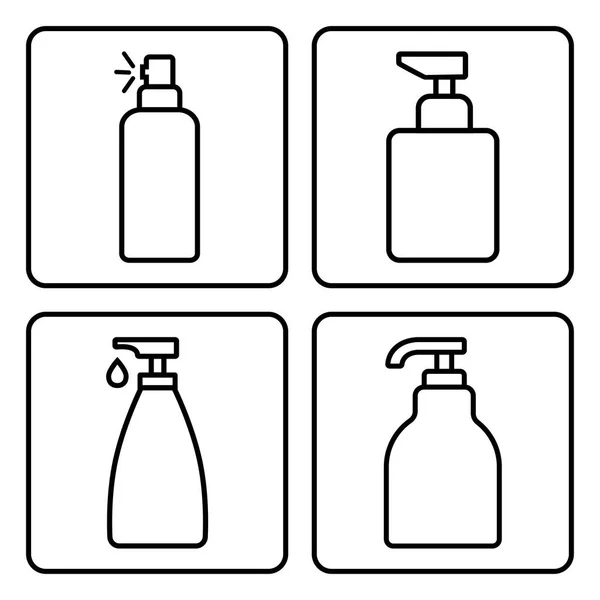 Set Cosmetic Bootle Icons Outline Design Vector Illustration — Stock Vector