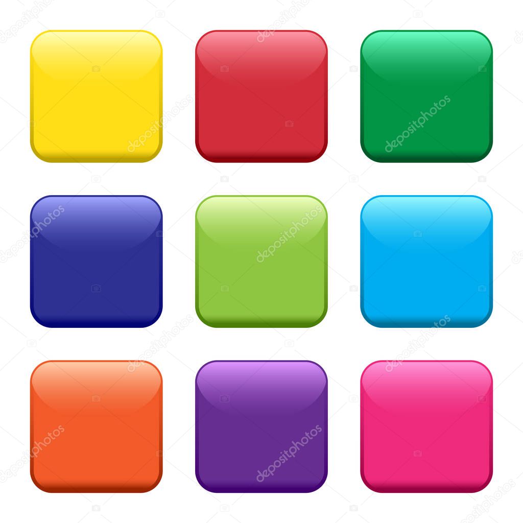 Colorful squared buttons. Vector illustration