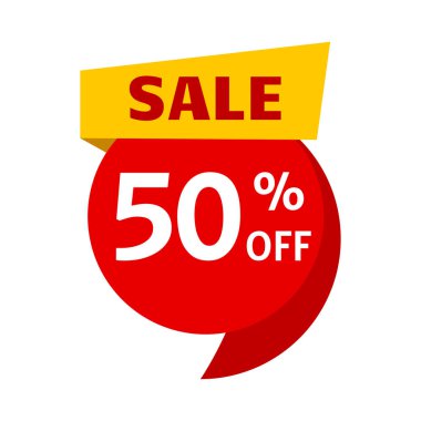 Satış, fiyat etiketi simgesi. 50 kapalı. Vektör çizim