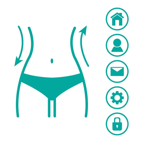 Vrouwen Taille Web Pictogrammen Menu Silhouet Van Vrouwelijke Figuur Vectorillustratie — Stockvector