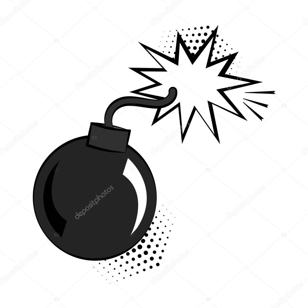 Bomb icon in pop art style. Vector illustration