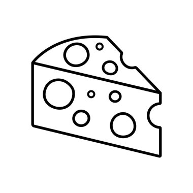 Peynir simgesi. Siyah anahat tasarımı. Vektör çizim