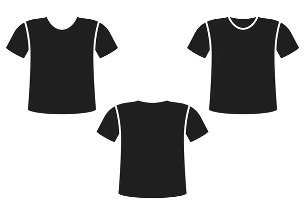 Camiseta Negra Vista Frontal Vista Trasera Ilustración Vectorial — Vector de stock