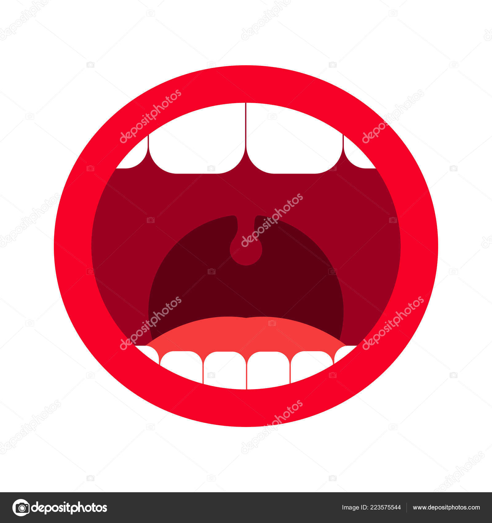 Desenhos Animados Boca Aberta Com Dentes Ilustração Vetorial