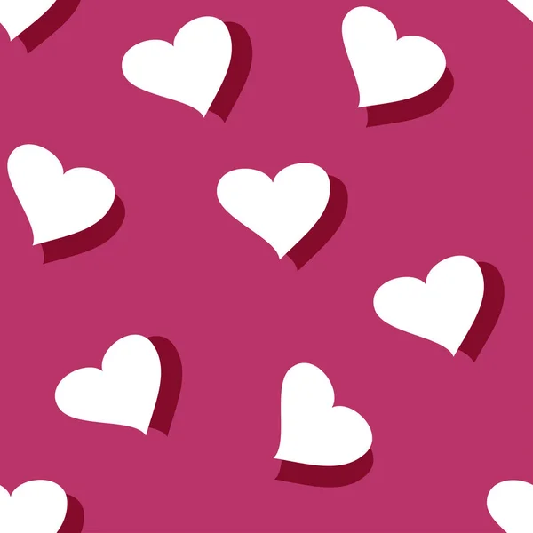 Απρόσκοπτη Μοτίβο Λευκές Καρδιές Ροζ Φόντο Εικονογράφηση Διανύσματος — Διανυσματικό Αρχείο