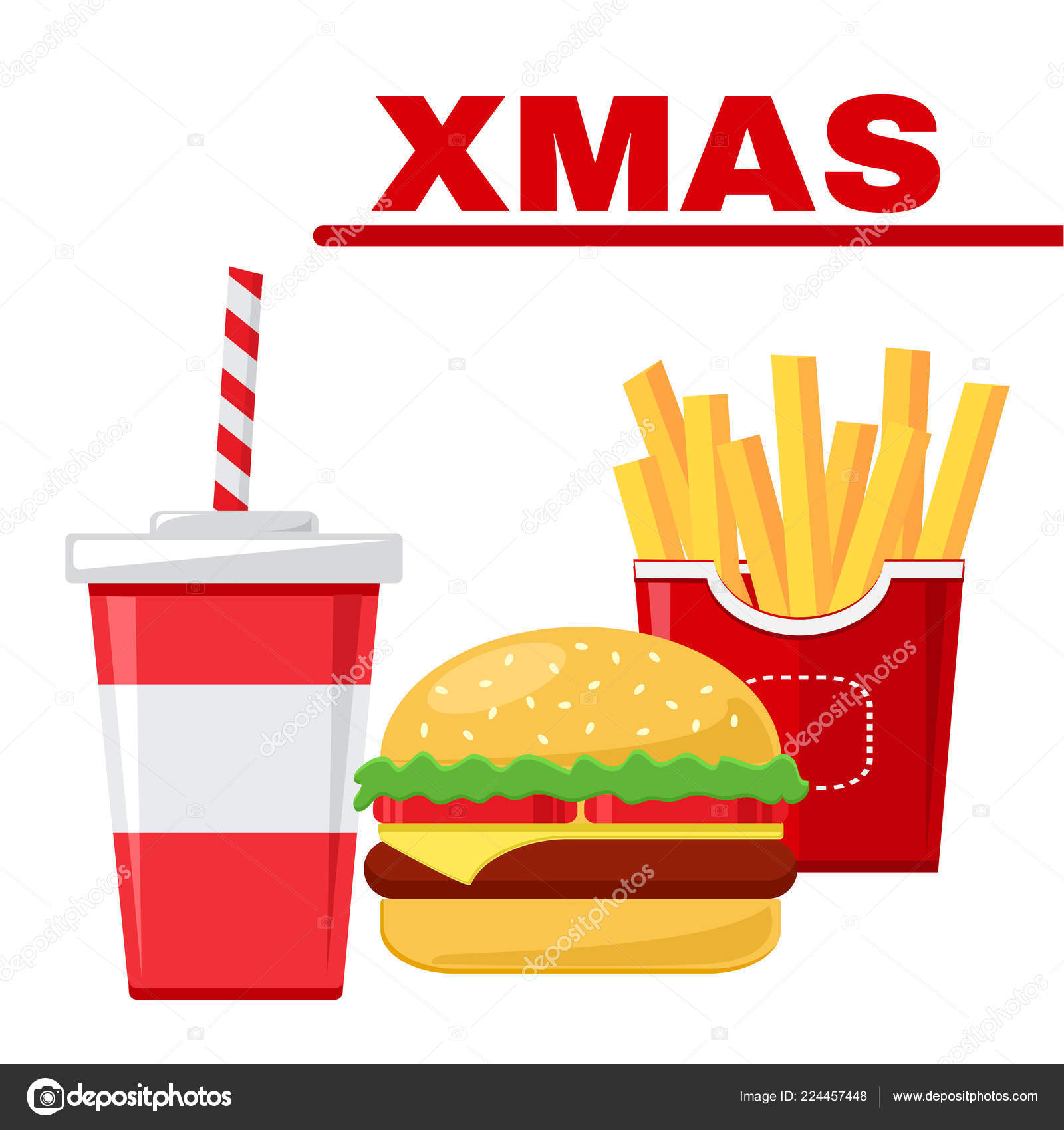 Fast Food Set Christmas Vector Illustration Stock Vector by ©Sylfida