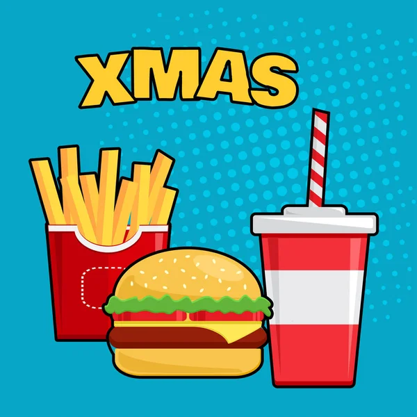 Fast Food Karácsony Vektoros Illusztráció — Stock Vector