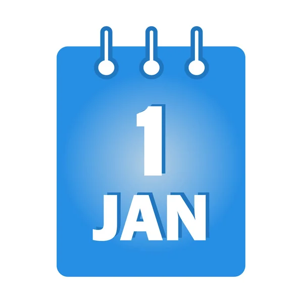 1. Januar Kalenderwoche farbiges Symbol. Neujahrstag. Vektorillustration — Stockvektor