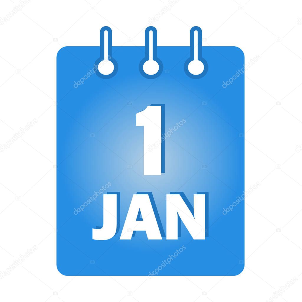 January 1 st calendar colored icon. New Years Day. Vector illustration