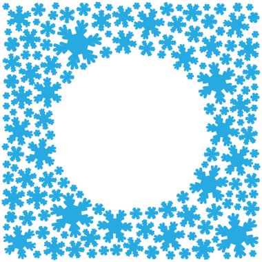 Mavi kar taneleri, kare çerçeve şenlikli. Vektör çizim