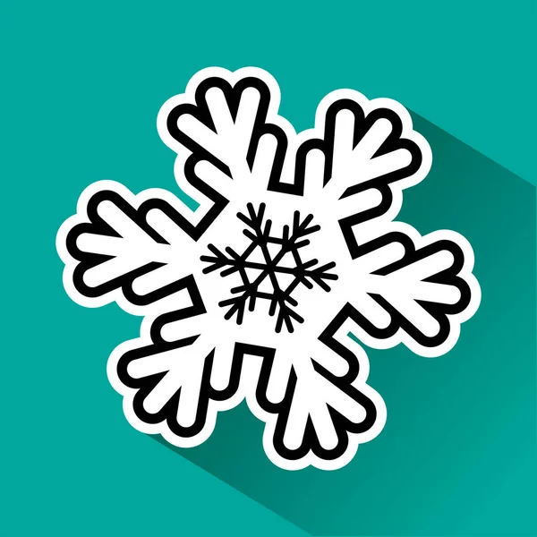 Black White Snowflake Shadow Turquoise Background Elements Festive Design Vector — Stock Vector