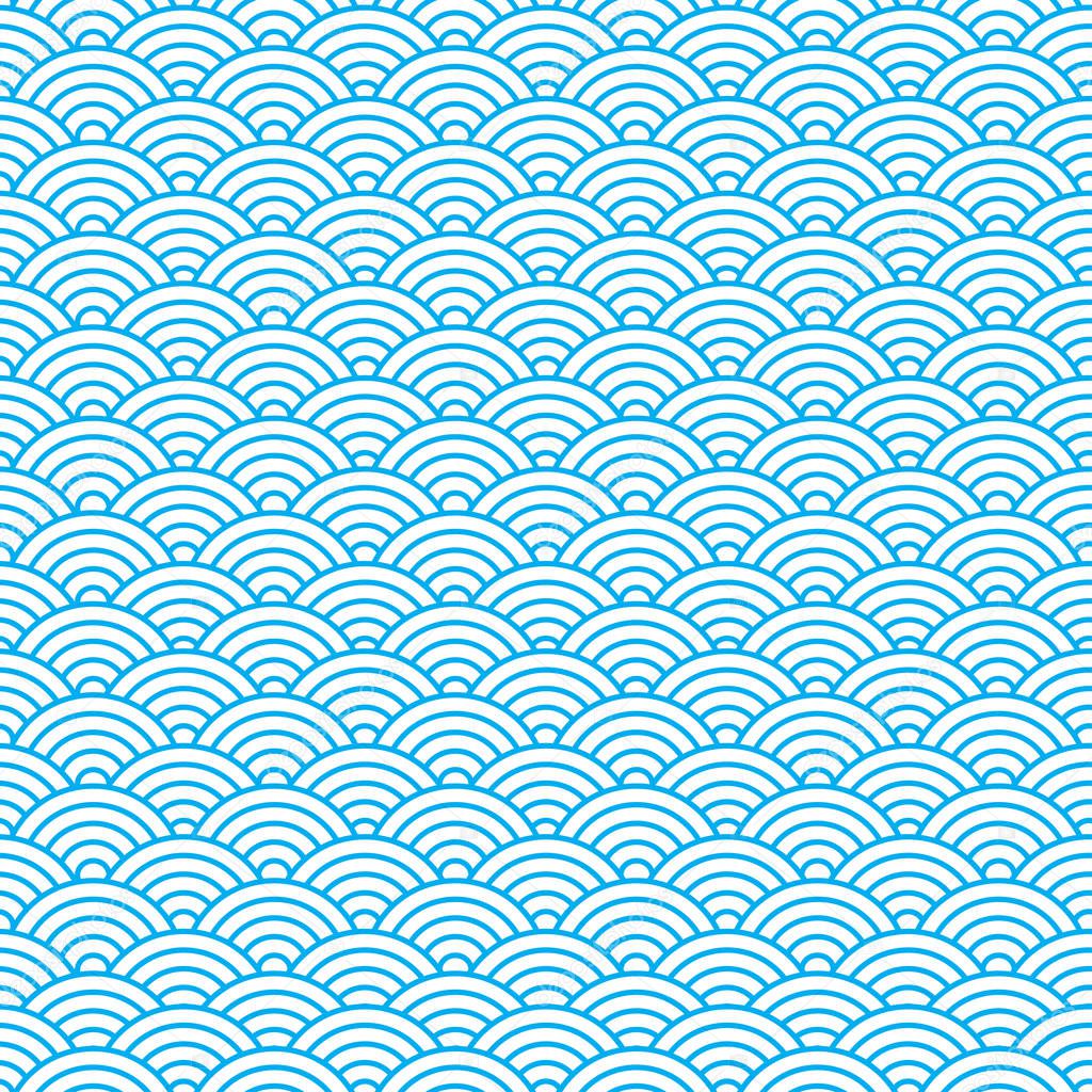 Seamless pattern witn blue waves. Chinese print. Vector illustration