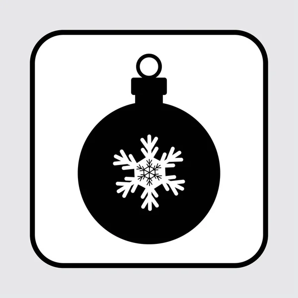 Christmas Ball Icon Snowflake Black White Silhouette Vector Illustration — Stock Vector