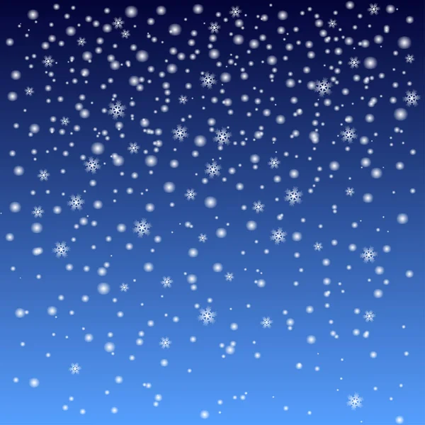 雪が降ると暗い青色の背景のグラデーションに雪の結晶 ベクトル図 — ストックベクタ