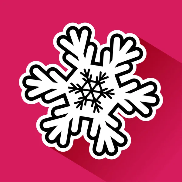 Black White Snowflake Shadow Pink Background Element Holiday Design Vector — Stock Vector