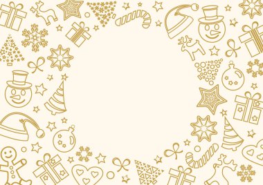 Altın Christmas çerçeve metniniz için. Anahat tasarımı. Vektör çizim