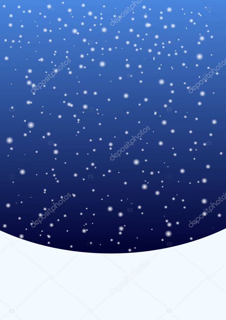 Night sky with falling snow. Winter background. Vector illustration