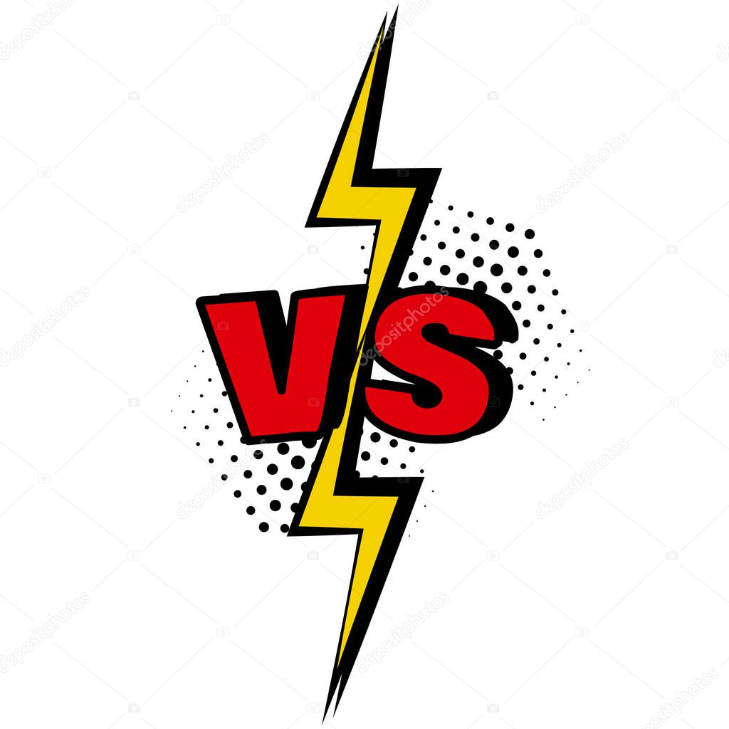 Versus. VS word in pop art style. Battle vs match, game. Vector illustration.