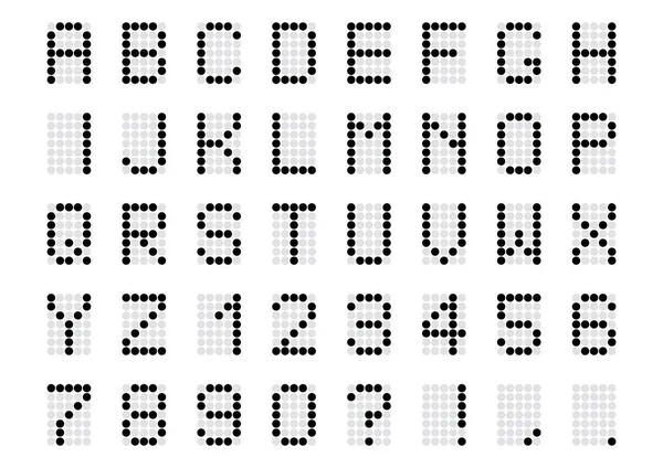 Alfabeto Digital Preto Números Ilustração Vetorial — Vetor de Stock