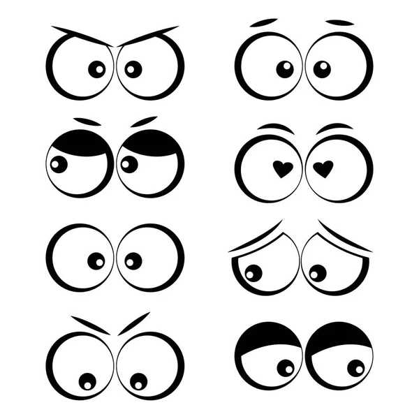 Colección Ojos Dibujos Animados Con Diferentes Emociones Ilustración Vectorial — Archivo Imágenes Vectoriales