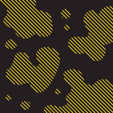 Paralel çizgiler siyah zemin üzerine sarı lekeler. Çizgili desen. Vektör çizim