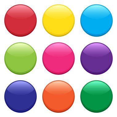 Yuvarlak renkli düğmeler kümesi. Vektör çizim