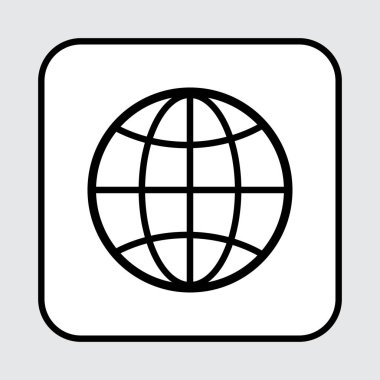 Web simgesi. Küre sembolü, anahat tasarımı. Vektör çizim