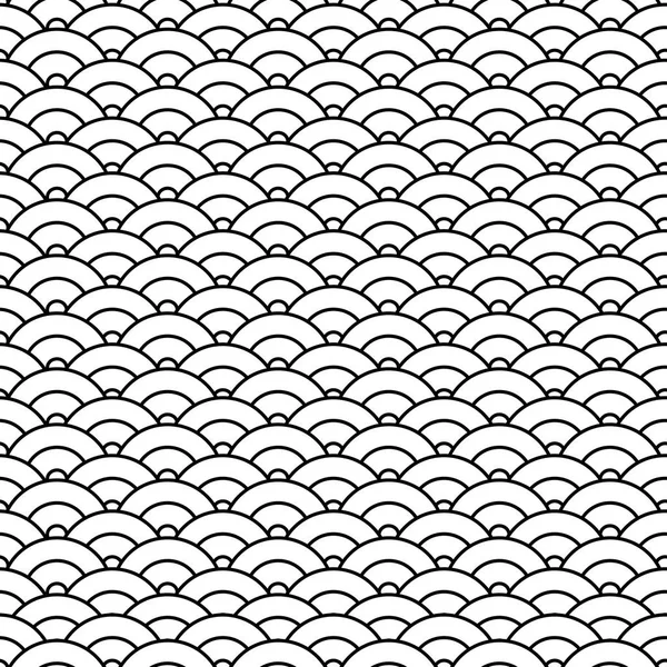 Schwarz Weiß Gewelltes Nahtloses Muster Orientalischer Hintergrund Vektorillustration — Stockvektor