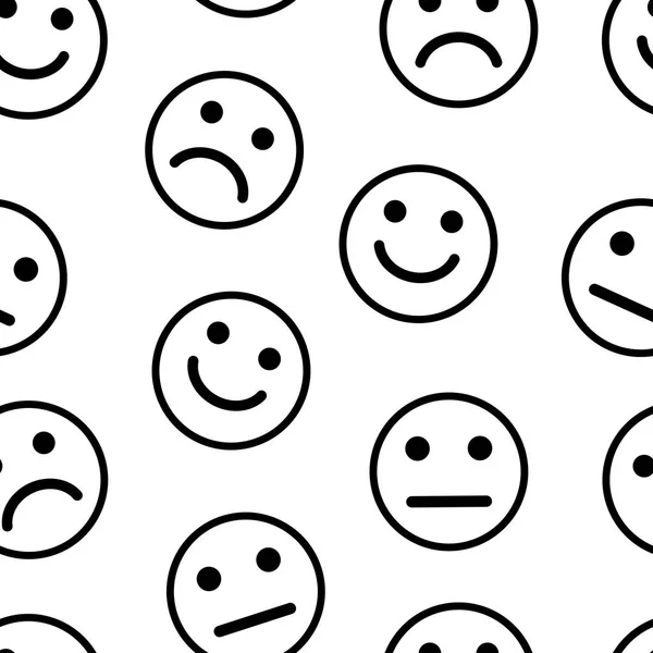 Nahtlose Muster mit Lächeln, positiv, neutral und negativ. Umrissgestaltung. Vektorillustration — Stockvektor