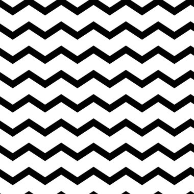 Modern geometric seamless pattern zig zag. Black waves isolated on white background. Classic striped retro background. Vector illustration clipart