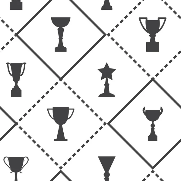 Geometrische Naadloze Patroon Met Cups Awards Vectorillustratie — Stockvector