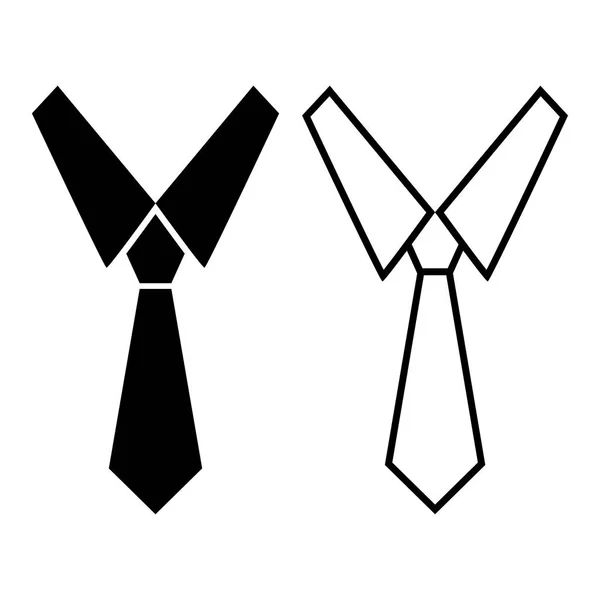 Camisa Gravata Ícone Preto Liso Design Contorno Escritório Fato Formal —  Vetores de Stock