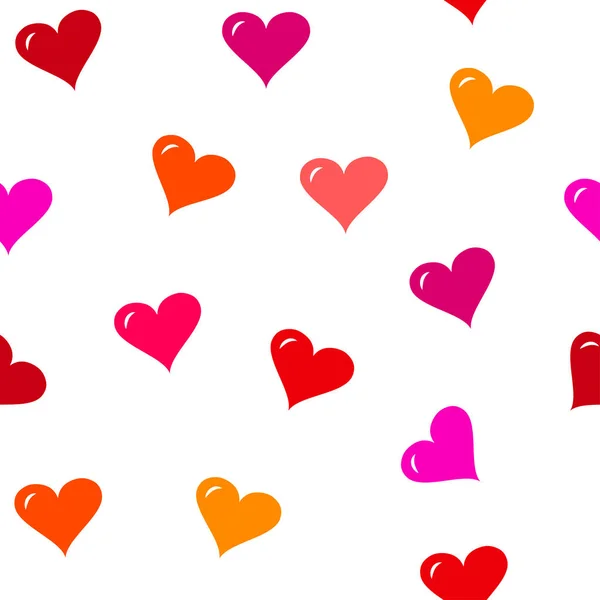 Απρόσκοπτη Μοτίβο Χαριτωμένο Πολύχρωμες Καρδιές Που Απομονώνονται Λευκό Φόντο Εικονογράφηση — Διανυσματικό Αρχείο